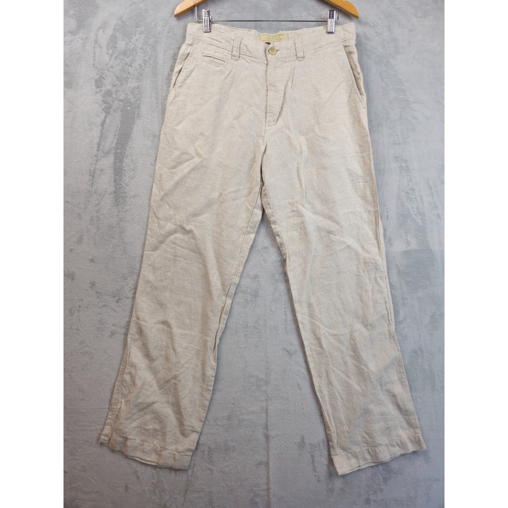 Old Navy Surplus Pants Mens 34x32.5 Linen Khaki Beige Coastal Flap Back Pocket